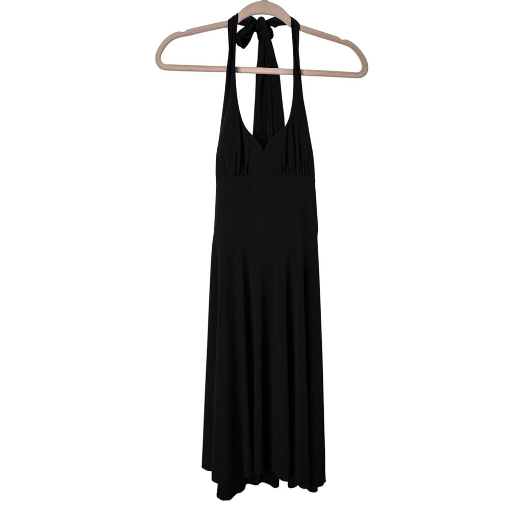 Md Y2K VTG Venus Black Halter Mini Dress US Made Corset Lace Up Back Fairygrunge